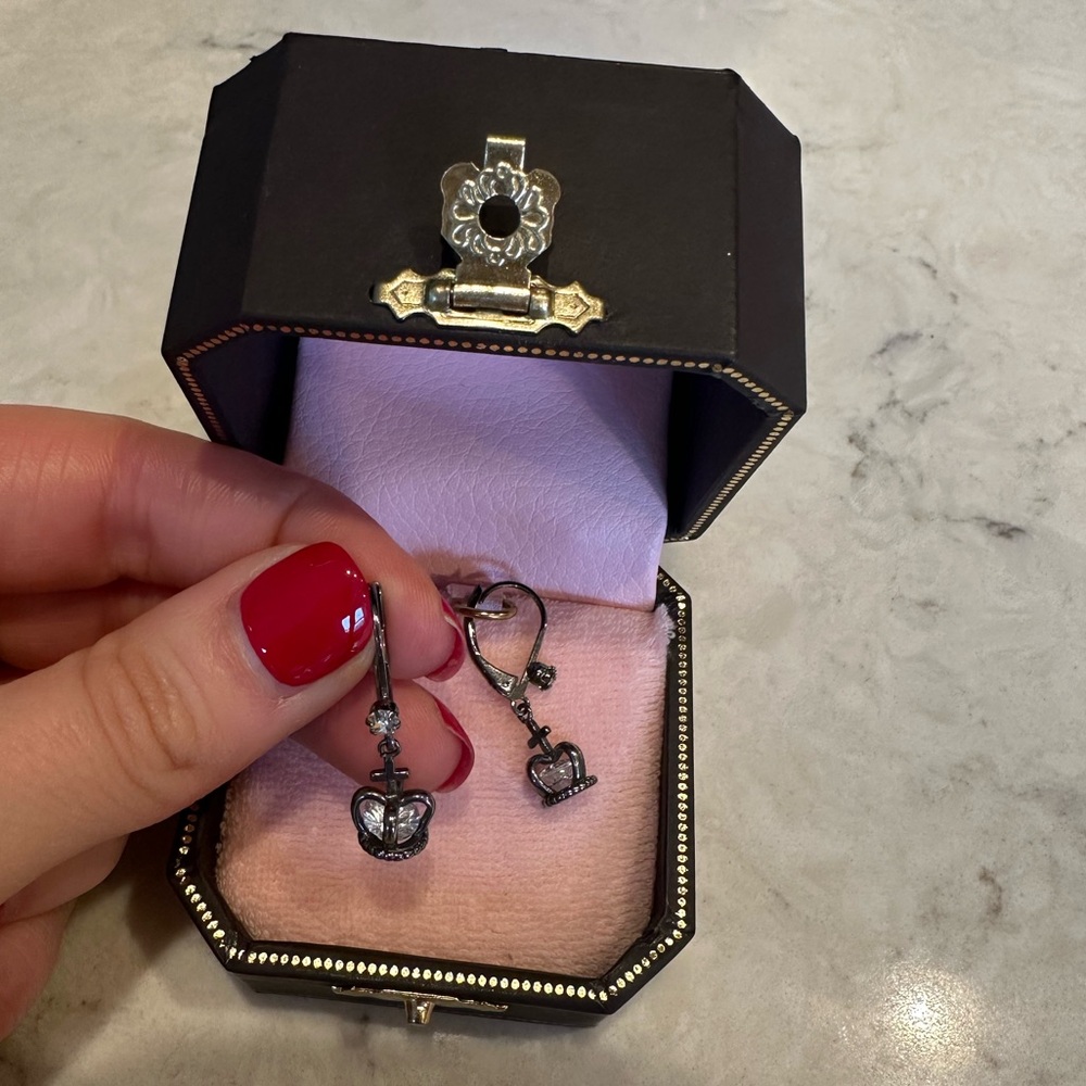 Juicy Couture Silver Crown Dangle Earrings